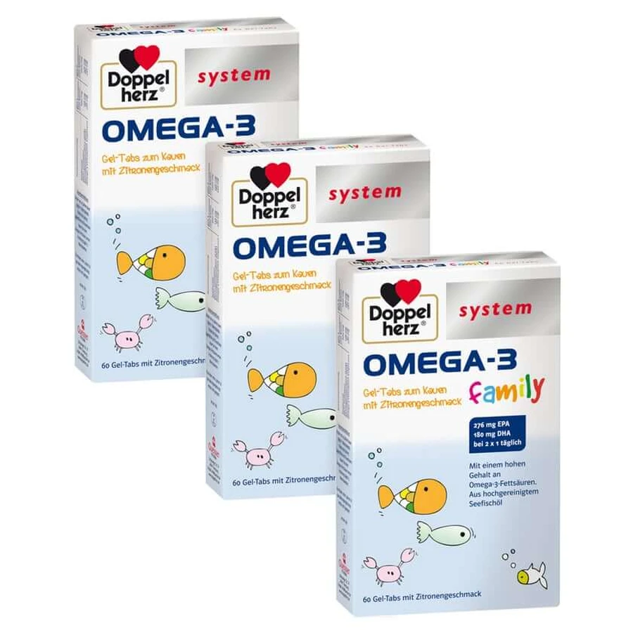 DH System Omega-3 Family Gel Capsules, Lemon Flavor, 3 x 60 Count
