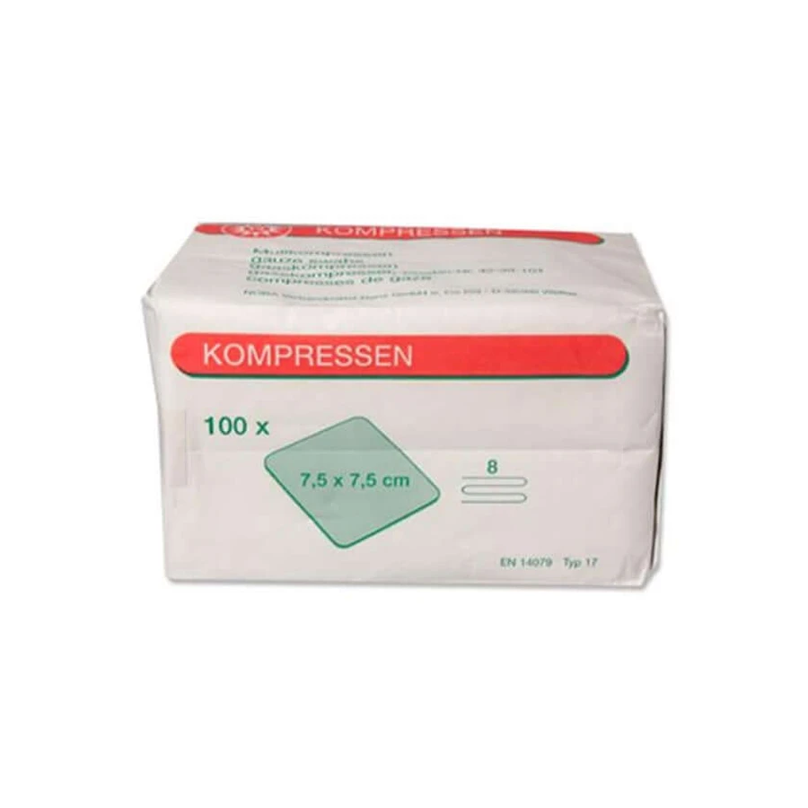 Noba Gauze Pads, 8-ply, 7.5 x 7.5 cm, 100 pieces