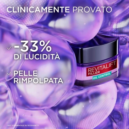 L'Oréal Paris Revitalift Filler 8H Control de Grasa - Crema-gel con ácido hialurónico, 50 ml