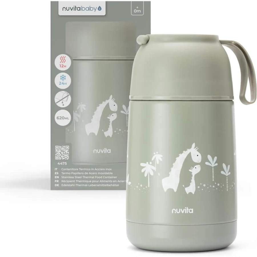 Nuvita Thermos - Recipiente para alimentos de acero inoxidable de 620 ml - verde