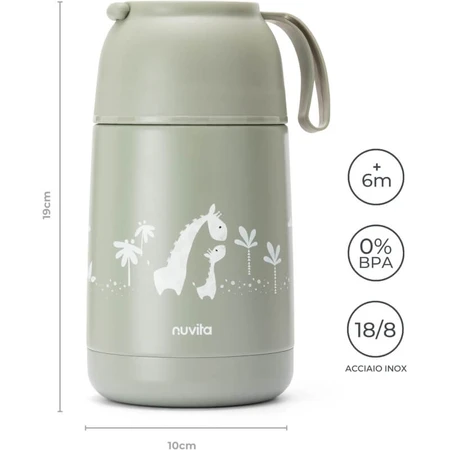 Nuvita Thermos - Recipiente para alimentos de acero inoxidable de 620 ml - verde