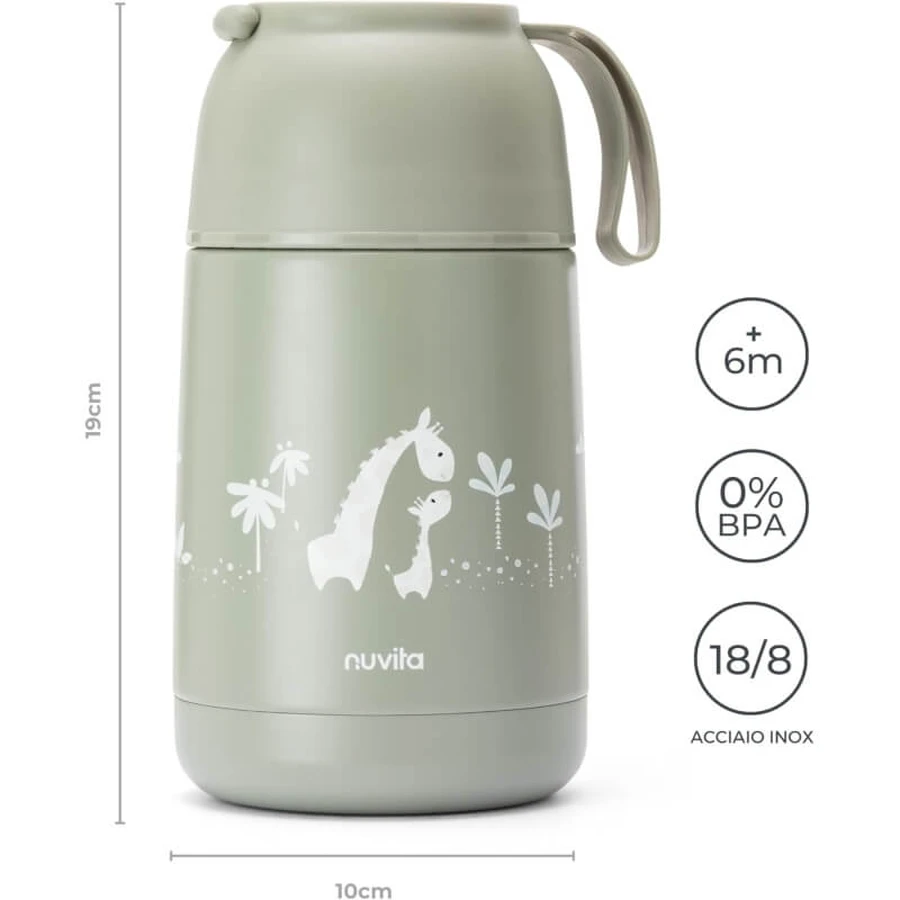 Nuvita Thermos - Recipiente para alimentos de acero inoxidable de 620 ml - verde