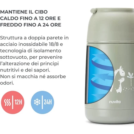 Nuvita Thermos - Recipiente para alimentos de acero inoxidable de 620 ml - verde