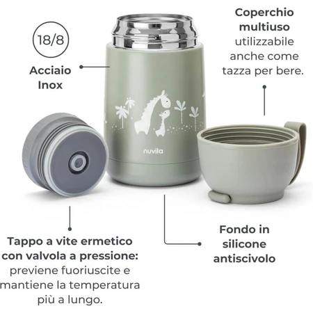 Nuvita Thermos - Recipiente para alimentos de acero inoxidable de 620 ml - verde