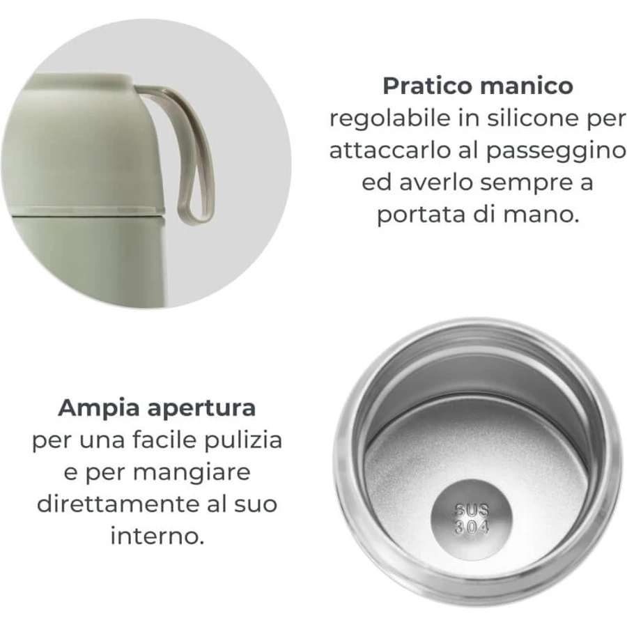 Nuvita Thermos - Recipiente para alimentos de acero inoxidable de 620 ml - verde