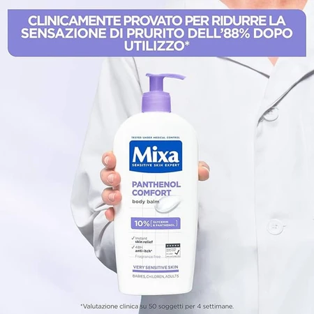 Mixa Panthenol Comfort - Loción corporal calmante para piel sensible, contra el picor, 250 ml