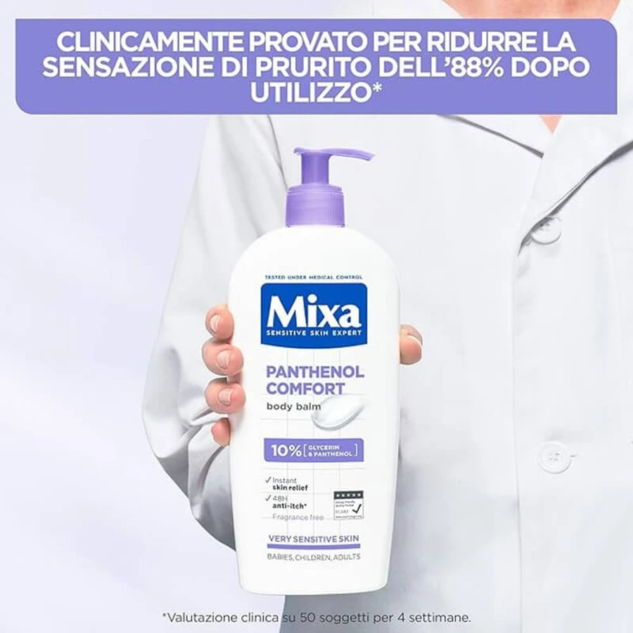 Mixa Panthenol Comfort - Loción corporal calmante para piel sensible, contra el picor, 250 ml