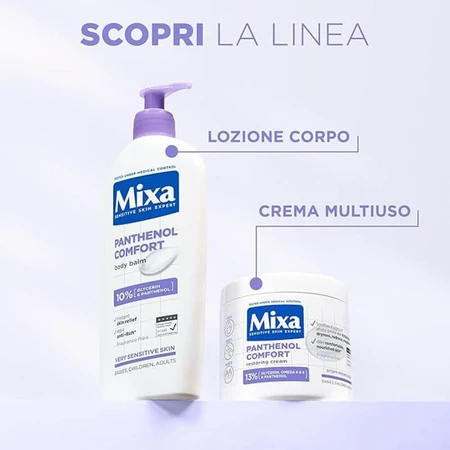 Mixa Panthenol Comfort - Loción corporal calmante para piel sensible, contra el picor, 250 ml