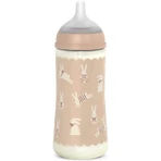 Suavinex Wonderland - Biberón «Conejito» de flujo lento, color beige, 360 ml