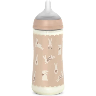 Suavinex Wonderland - Biberón «Conejito» de flujo lento, color beige, 360 ml