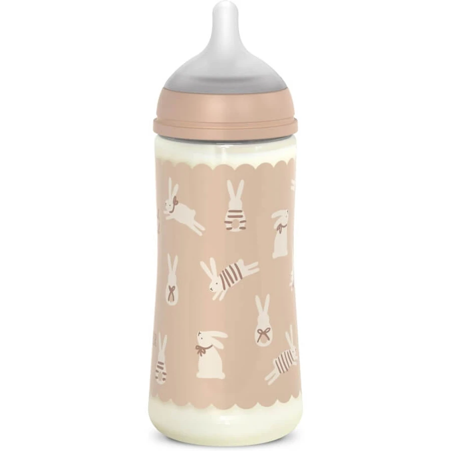 Suavinex Wonderland - Biberón «Conejito» de flujo lento, color beige, 360 ml