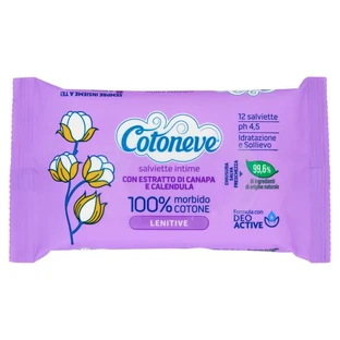 Cotoneve 12 toallitas íntimas calmantes con cáñamo y caléndula