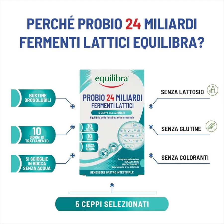 Equilibra Probio 24 Billion, 10 buccal-dissolving stick packs - dietary supplement for gut flora
