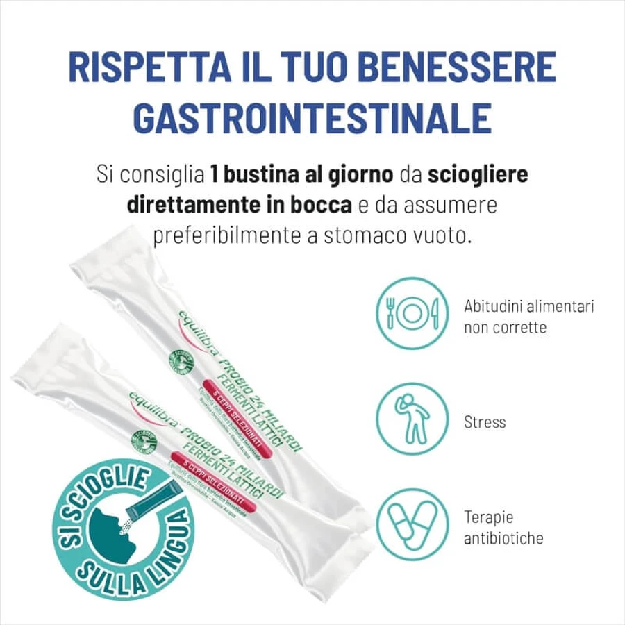 Equilibra Probio 24 Billion, 10 buccal-dissolving stick packs - dietary supplement for gut flora