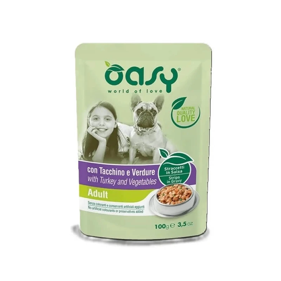 Oasy Natvoer voor Volwassen Honden, Graanvrij, met Kalkoen en Groenten – Aanvullend natvoer voor volwassen honden, 100 g