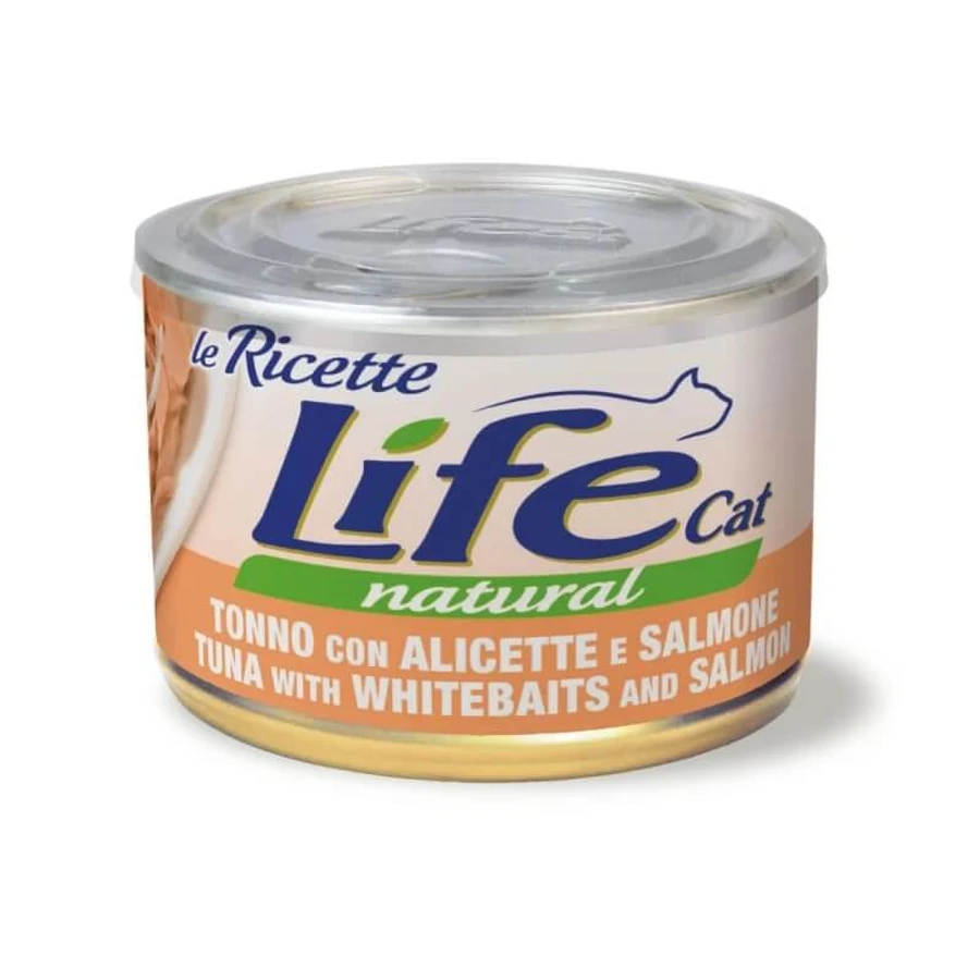 Life Petcare Life Cat Natural Recipes : Thon aux anchois et au saumon - Nourriture humide pour chat, 150 g