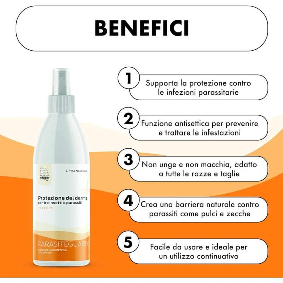 Pharma5pet Parasiteguard5 - Natuurlijke spray tegen parasieten voor honden en katten, 150 ml