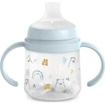 Suavinex My Family - Eerste babyfles met handvat en siliconen speen - Lichtblauw