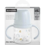 Suavinex My Family - Eerste babyfles met handvat en siliconen speen - Lichtblauw