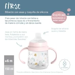 Suavinex My Family - Eerste babyfles met handvat en siliconen speen - Lichtblauw