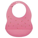 Babero Nattou con bolsillo, fabricado en silicona rosa suave y sin BPA