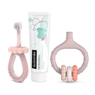 Set de higiene bucal «My First» de Suavinex: set de 3 piezas para niños de 0 a 6 años, rosa empolvado, 50 ml