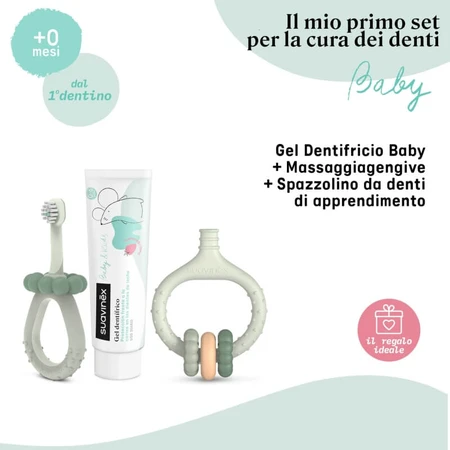 Set de higiene bucal «My First» de Suavinex: set de 3 piezas para niños de 0 a 6 años, rosa empolvado, 50 ml