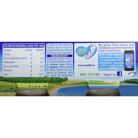 Mellin-babyvoeding: Zeebaars en groenten, 160 g