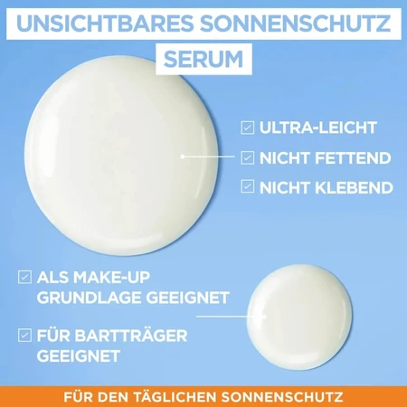 Garnier, protector solar facial SPF 50+ Ambre Solaire, sérum invisible Super UV, protección muy alta, 30 ml