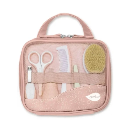 Nuvita-verzorgingsset voor baby's – 9 accessoires met opbergzakje, vanaf 0 maanden, roze