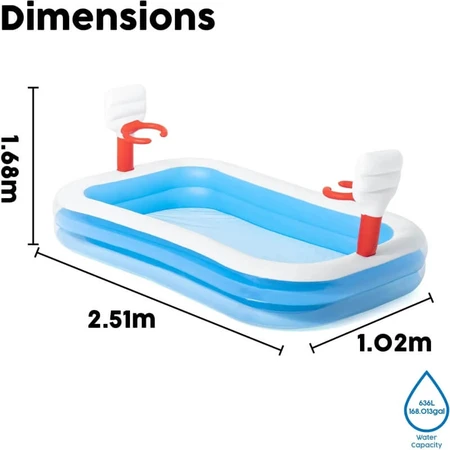 Baloncesto Bestway - Piscina hinchable de 251 x 168 cm