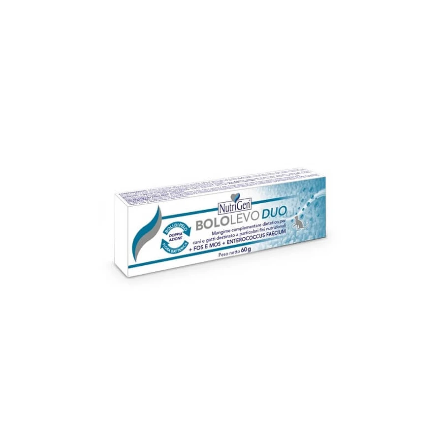 Nutrigen Bololevo Duo - Alimento complementario para favorecer la función intestinal en gatos, 60 g