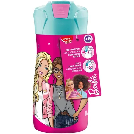 Maped Barbie - Bouteille d'eau anti-fuites en acier inoxydable de 430 ml avec paille