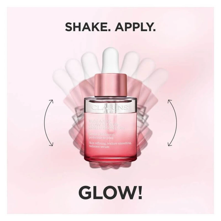 Clarins Multi-Active Glow Serum – Zweiphasen-Serum für strahlende, glatte Haut und einen gleichmäßigen Teint, 30 ml