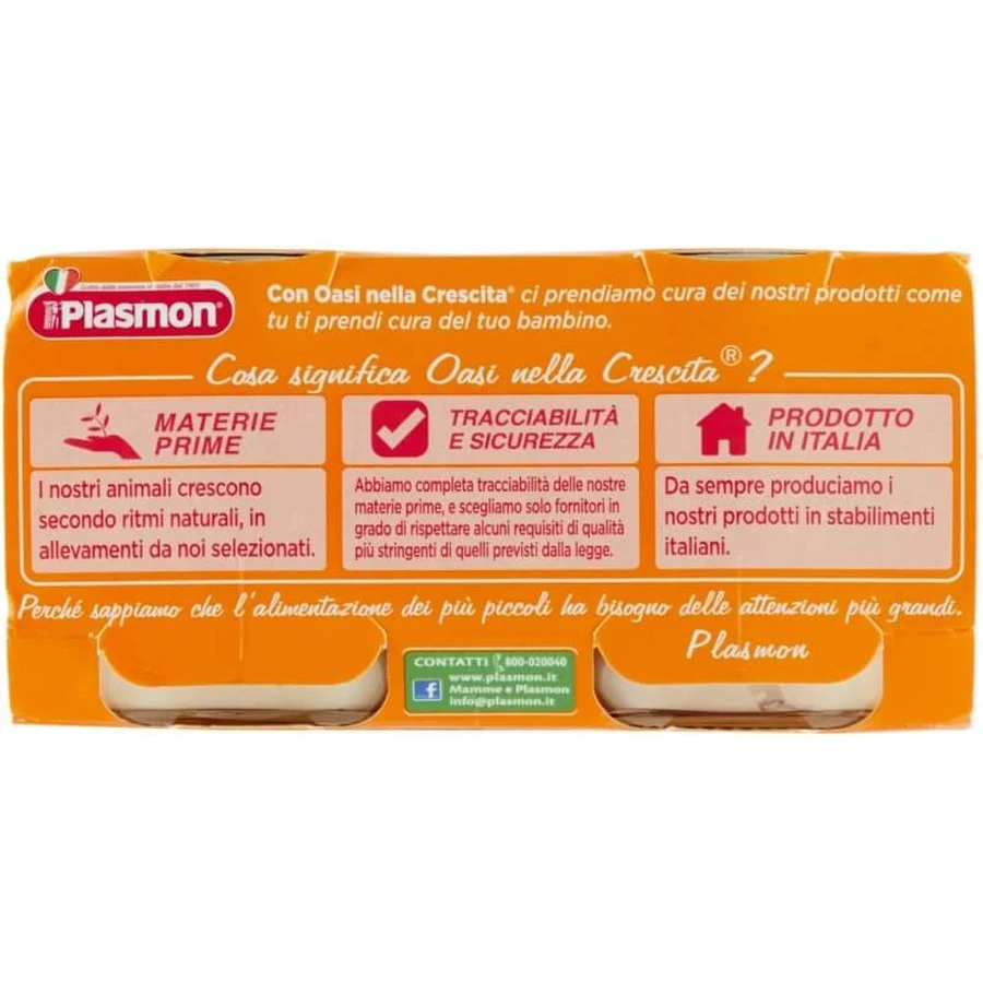 Ternera y jamón homogeneizados de Plasmón, 4 tarros de 80 g cada uno