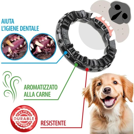 Ferplast Smile Large - Tandverzorgingsring met bicarbonaatkristallen en vleessmaak voor mondhygiëne bij middelgrote honden