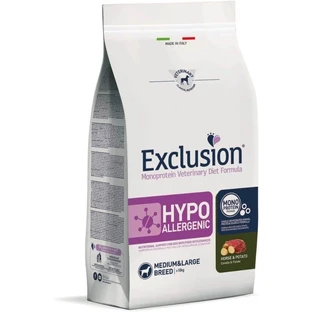 Ausschlussdiät – hypoallergene Rezeptur mit Pferd und Kartoffel – Alleinfuttermittel für ausgewachsene mittelgroße und große Hunde, 12 kg