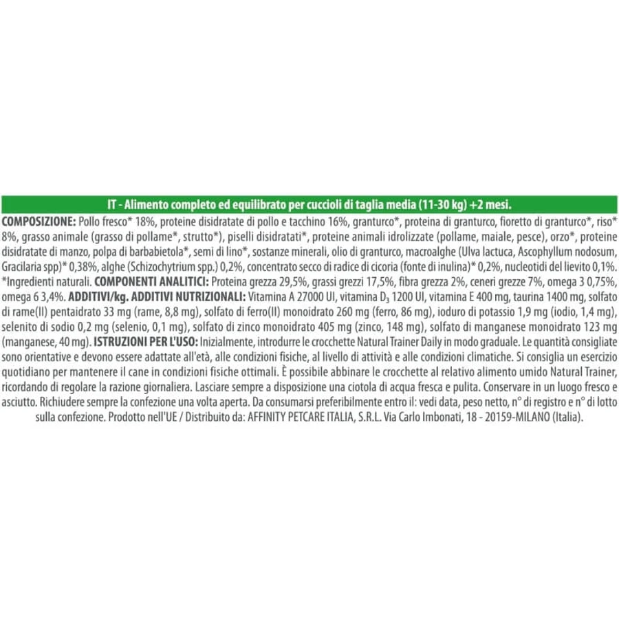 Natural Trainer Nutrición diaria para cachorros y perros jóvenes de tamaño mediano con pollo - Alimento completo para cachorros de tamaño mediano, 3 kg