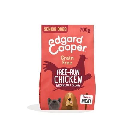 Pienso para perros mayores Edgard & Cooper con pollo de granja y salmón noruego: pienso completo para perros, 700 g