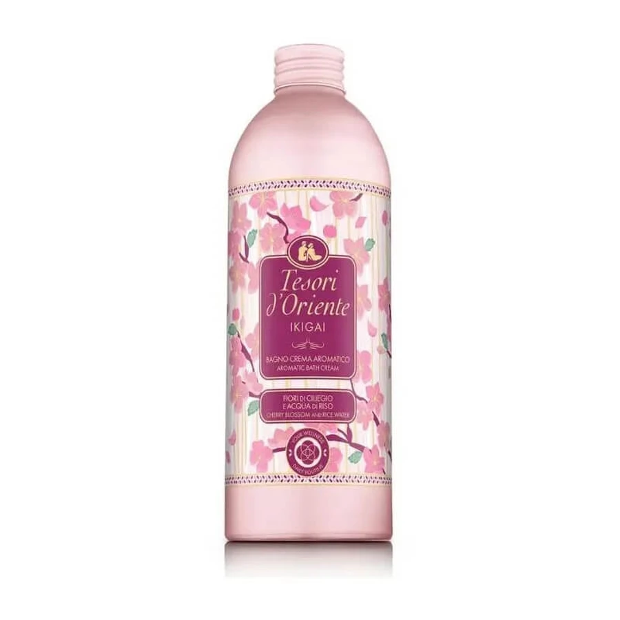 Ikigai Treasures of the East - Crema de baño aromática con flor de cerezo y agua de arroz, 500 ml