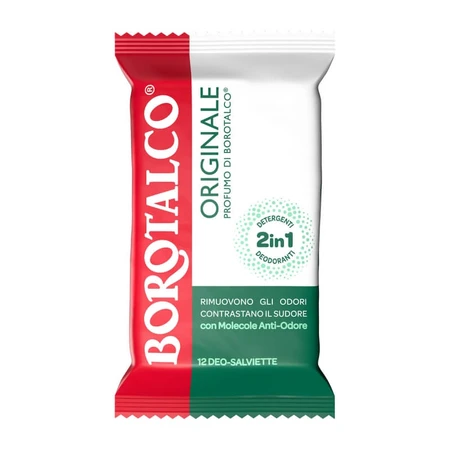 Borotalco 12 2-in-1 Deodorizing Wipes: Cleansing and Refreshing