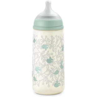 Suavinex Birdies - Baby Bottle with SX Pro Silicone Nipple, Thick Flow, Anti-Colic, 6m+, Green, 360 ml