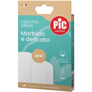 Pic Soft and Gentle Green Band-Aid - 5 assorted organic cotton band-aids