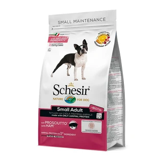 Schesir Small Maintenance Small Adult met ham – Compleet voer voor kleine volwassen honden, 800 g