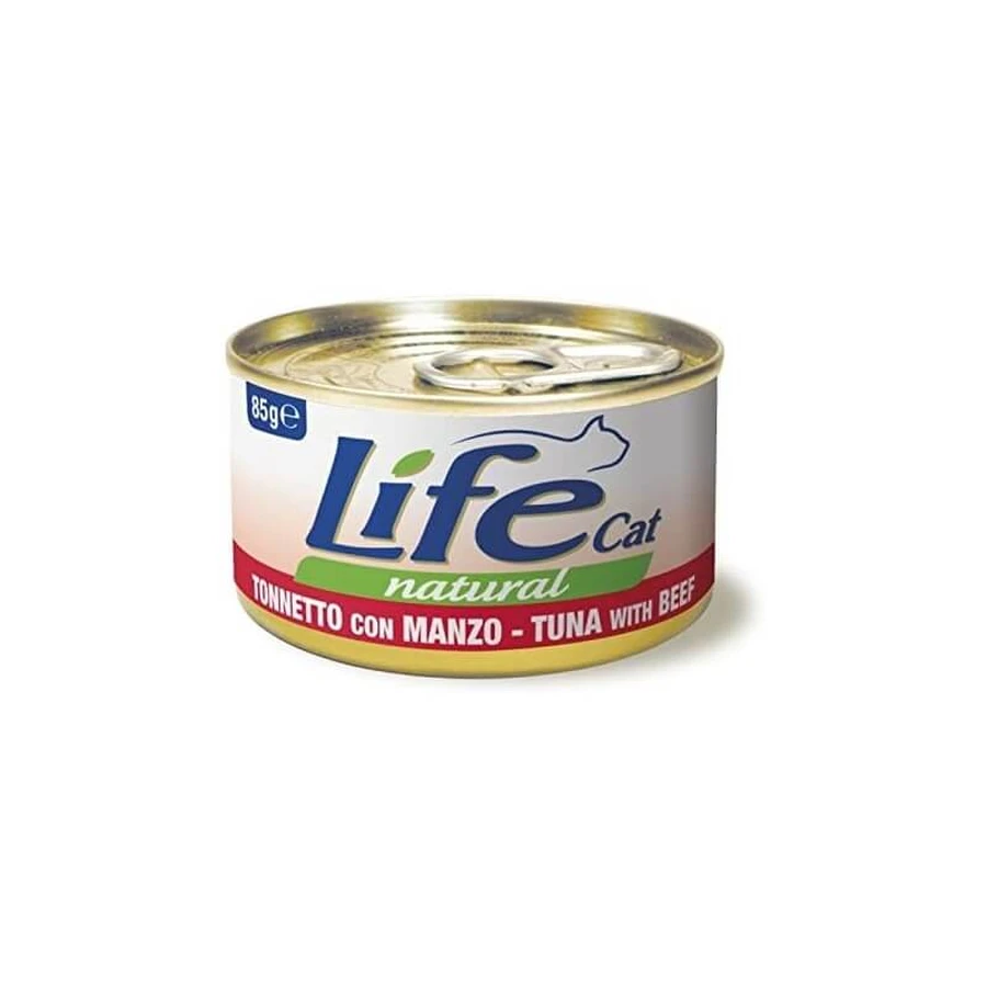 Life Petcare Life Cat Natural Tonijn met rundvlees - Compleet kattenvoer, 85 g