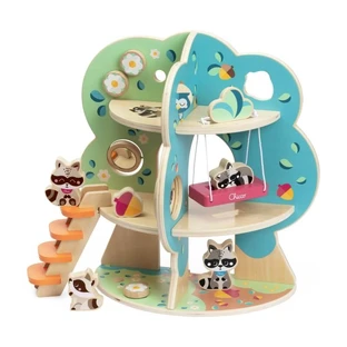 Chicco Grote Wasbeerboom - Houten speelset met 4 wasberen en 10 accessoires