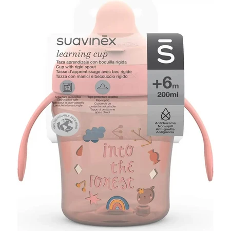 Suavinex Forest – Auslaufsicherer Becher, ab 6 Monaten, rosa, 200 ml