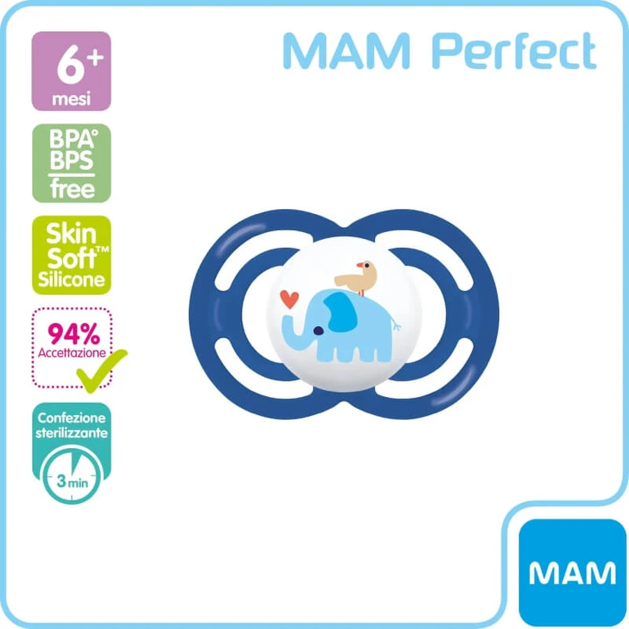 Mam Perfect 6m+ - Siliconenfopspeen - Diverse ontwerpen voor jongens