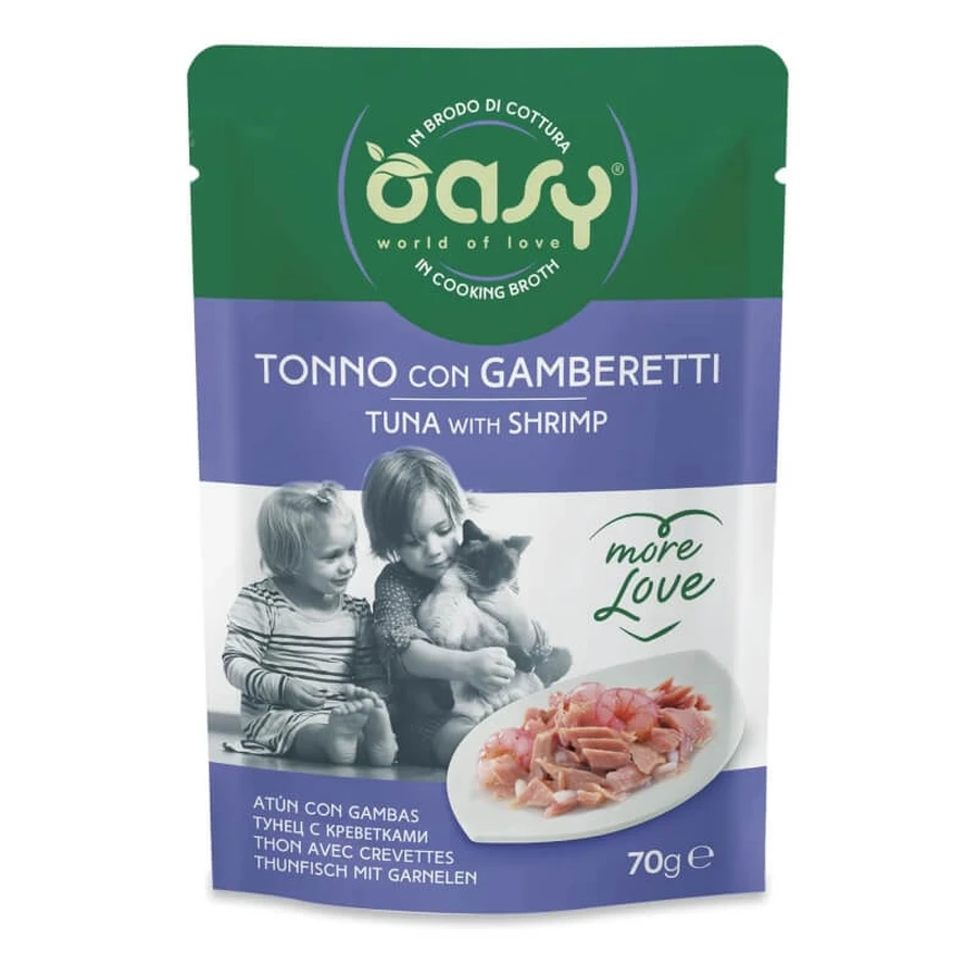 Oasy Cat "More Love" Tuna with Shrimp - Complementary Food for Adult Cats, 70 g