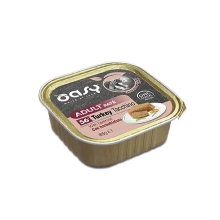 Oasy Graanvrije Pâté met Kalkoen en Biet - Compleet voer voor gevoelige volwassen katten, 85 g